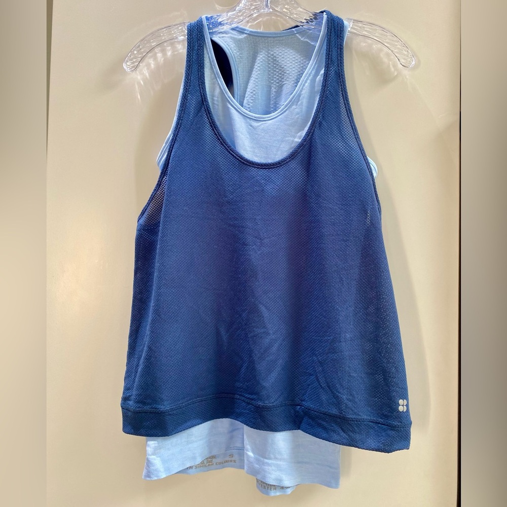 Sweaty Betty Seamless Double Time Workout Tank in Still Water Blue size Small